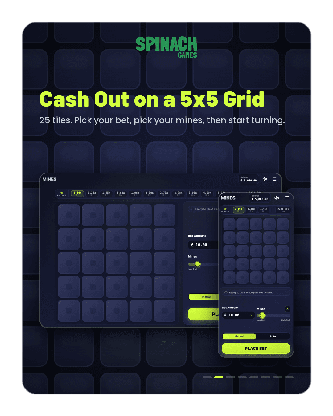 Cash out on a 5×5 grid